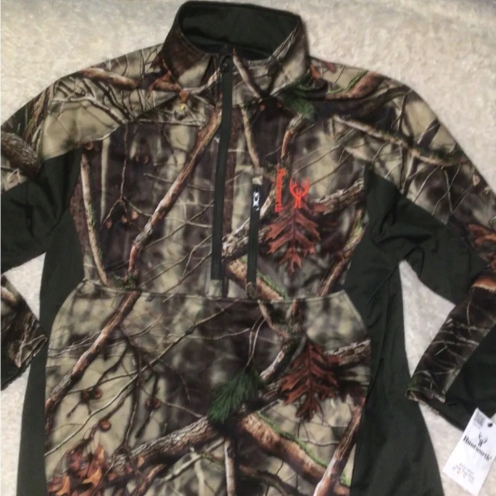 HUNTWORTH EVO SOFTSHELL PULLOVER 1/2 ZIP CAMO OAK TREE CAMOUFLAGE JACKET MENS L